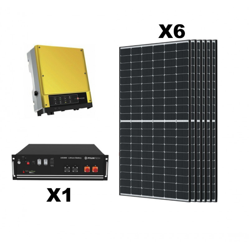 Kit fotovoltaico 2,5kW + accumulo - conn. in rete - pan.li Trina inverter  Goodwe
